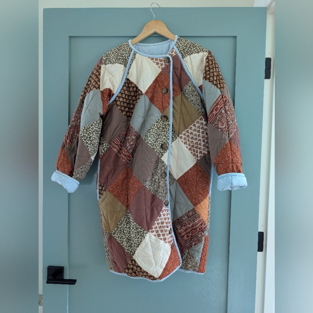 Dôen Patchwork Reversible Quilted Coat Xs